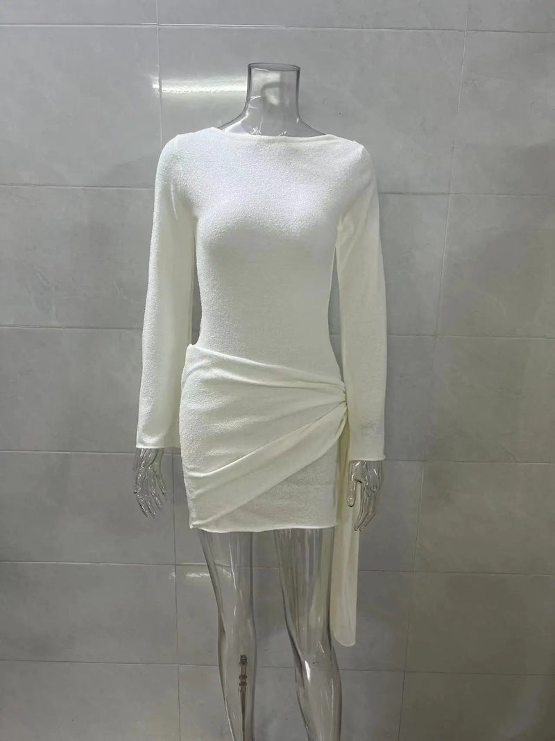 Backless Short Dress for Slim Long Sleeved Mini Dresses New Summer Vacation Beach Wear Vestidos