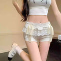 Ballet Style White Lace Low Waist Shorts Clothing Summer New Sweet Slimming Underwear Bow Leggings Shorts