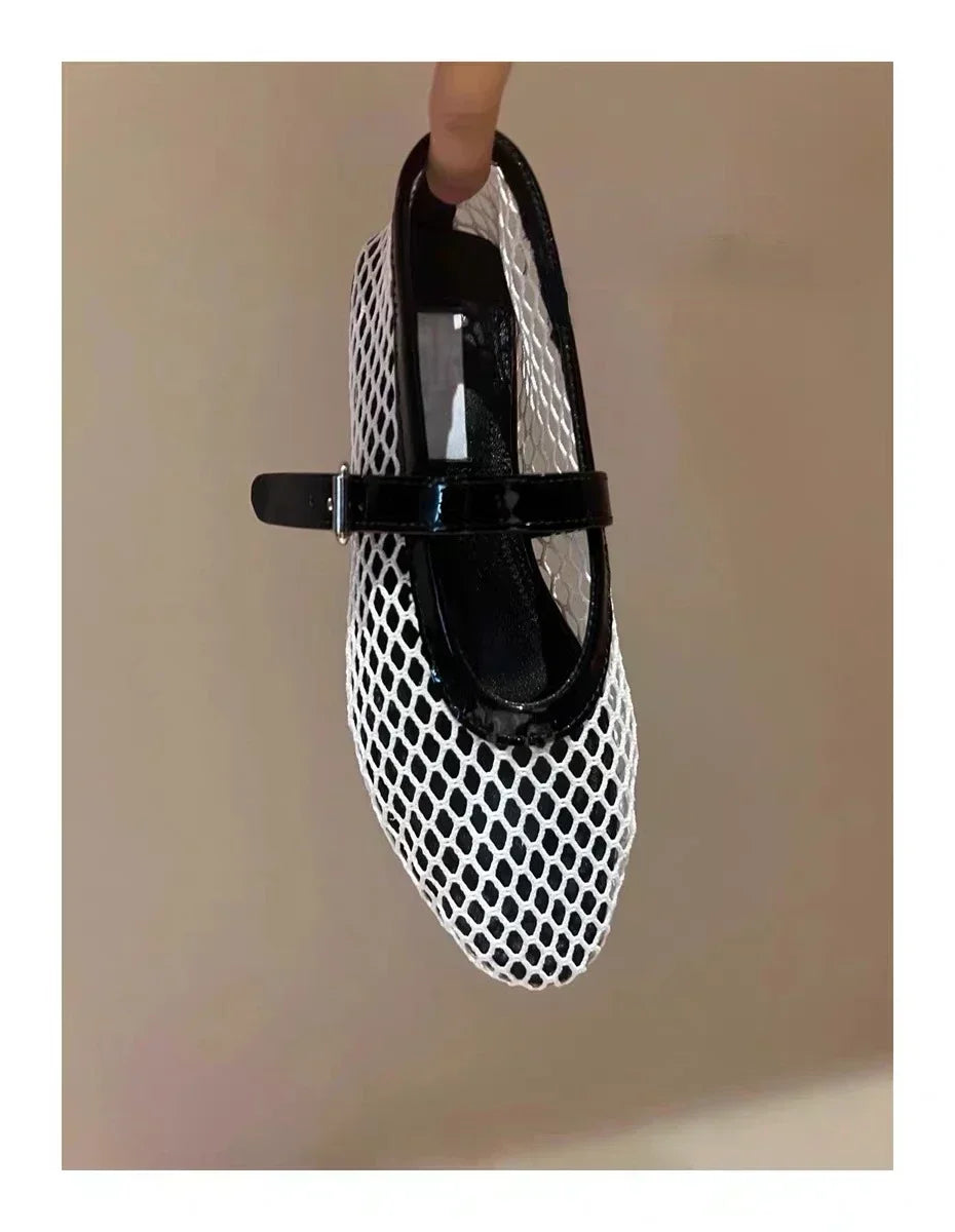 Summer Comfort Flat Mary Jane Single Shoes European and American Rivet Buckle Shoes Dance Shoes