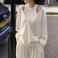 Autumn New High Street Vneck Color Longsleeved Sweater + Slim Camisole Twopiece Suit