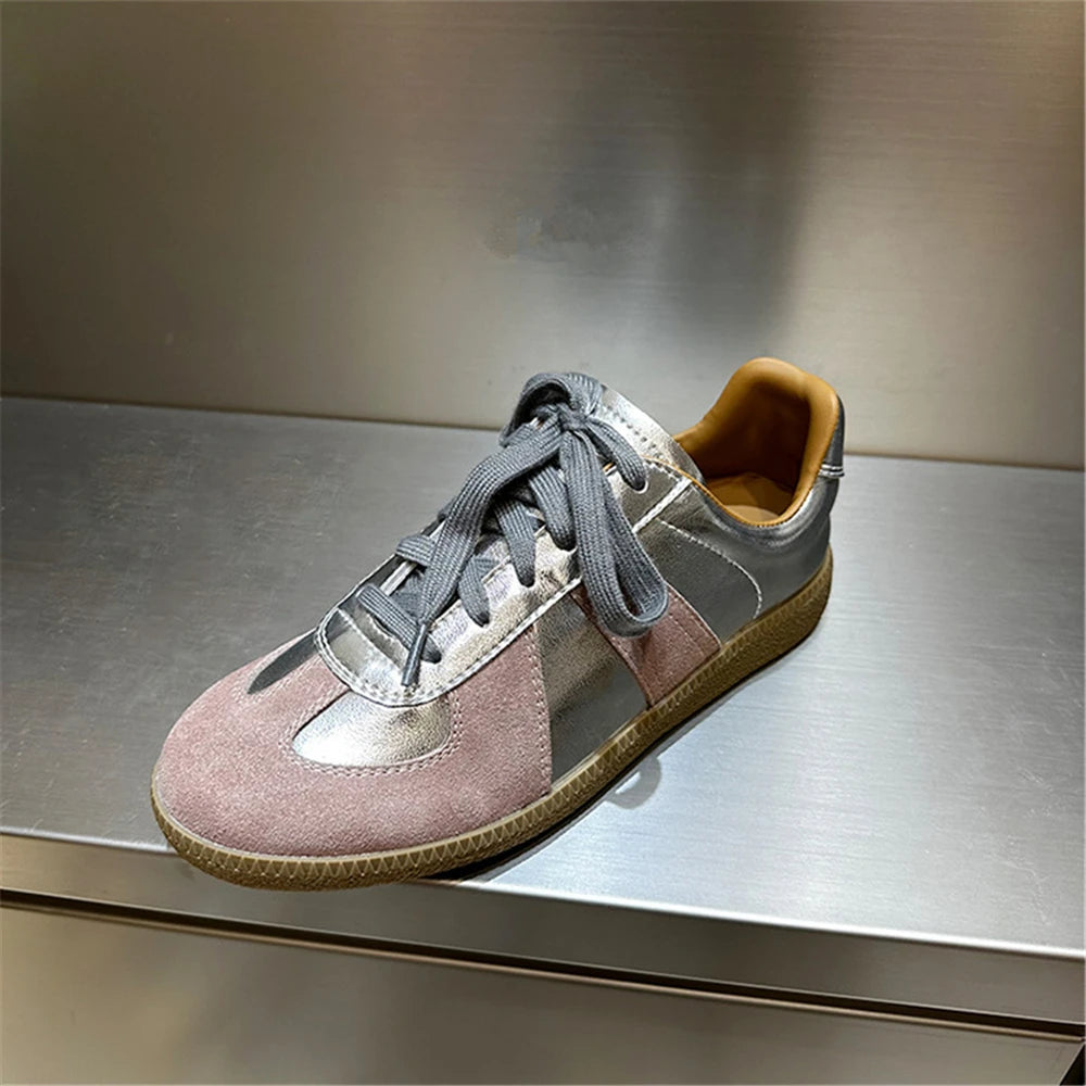 New Genuine Leather Sneakers Crosstied Comfort Flats Shoes Woman Sport Shoes Female Sneakers