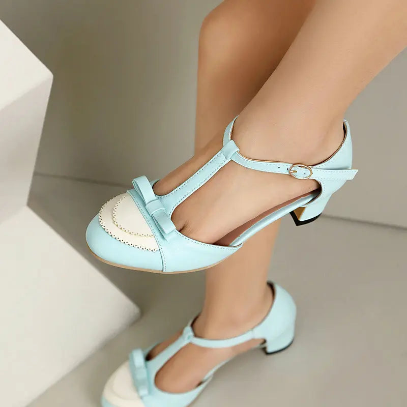 Low Sandals Woman Leather Block Heels Shoes Closed Toe Buckle Strap Summer Suit Female Beige Mary Jane Lowheeled Chunky Hi
