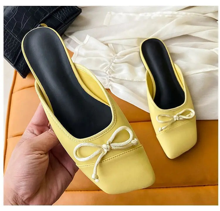 Baotou Half Slippers Summer Outerwear Super Fire Half Top Satin Mill Shoes Thailand Beach Cool Slippers Lazy Shoes