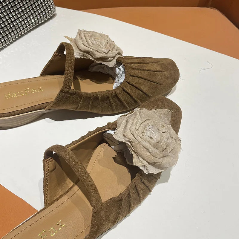 New Summer Half Slipper Mary Jane Shoes Mules Shoes Low Heel Sandal Outdoor Slipper