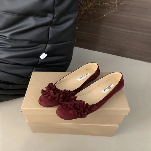 Shoes Woman Flats Shallow Mouth Allmatch Modis Female Sneakers Round Toe Dress New Comfortable Rubber Flock F