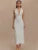 Halter V Neck Backless Split Dress ’s Bodycon Sleeveless Long Dress Autumn New Slinky Waist Vest Dress