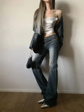 Y2k Coquette Low Rise Flared Jeans American Retro Grunge Popular Denim Pants 2000s 90s