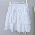 Korean Sweet Hook Flower Hollow Cake Skirt Summer New High Waist Color All Match Lace Aline Skirt
