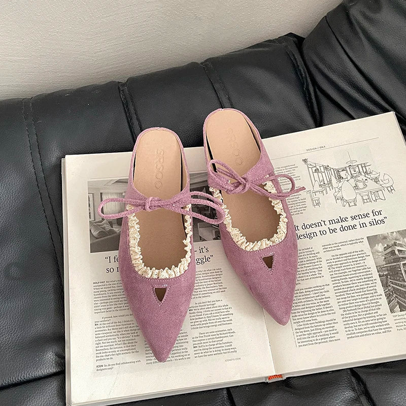 Designer Summer Pointed Toe Mules Slippers Dress Street Style Slip on Shoes