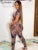 ’s Printed Jumpsuit Short-sleeves Fitness One Piece Sporty Attirewear Overalls Spring New