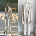 Autumn Winter Knitted 3piece Set Tank Top Long Pants Cardigan Sweater Pullover Korean Outfits New