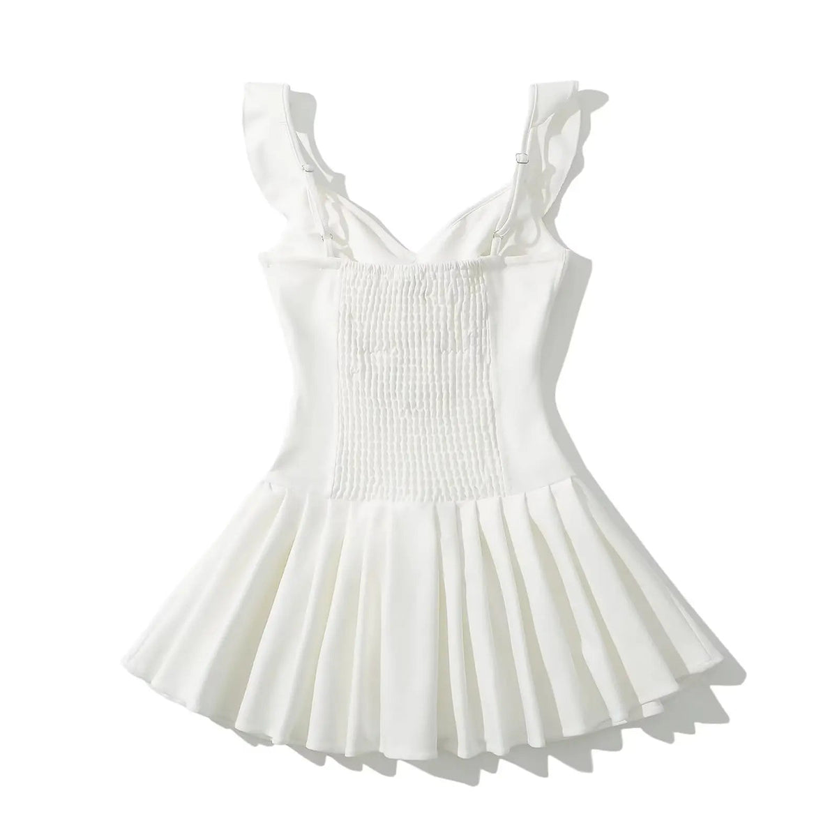 Summer Clothes Mini Dress Ruffle Dress Vacation Dresses Pleated Slim Waist Bow Tie