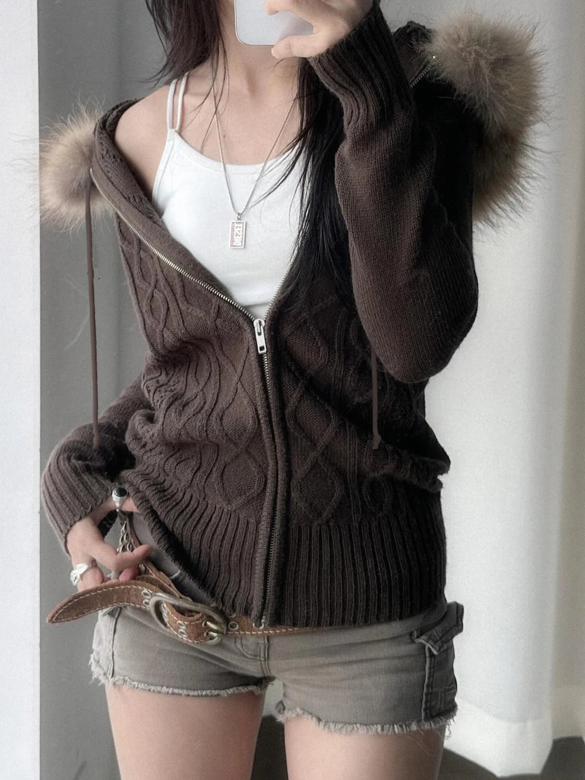 Hooded Knitted Autumn Winter New Sweater Cardigan Long Sleeve Retro Causal Style Korean Sweater Coat