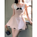 Short Sleeve Kawaii Mini Dress 2000s Y2k Clothing Japanese Sweet Pink Dress Evening Party