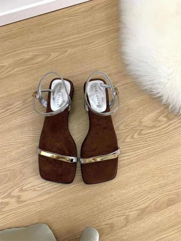 Sandals Block Heels Clear Shoes Suit Female Beige Buckle Strap Open Toe New Chunky Low Black Comfort Peep Pu
