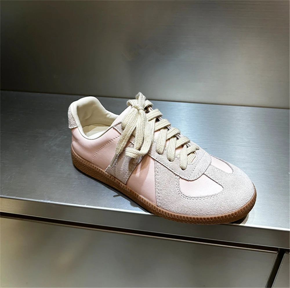 New Genuine Leather Sneakers Crosstied Comfort Flats Shoes Woman Sport Shoes Female Sneakers
