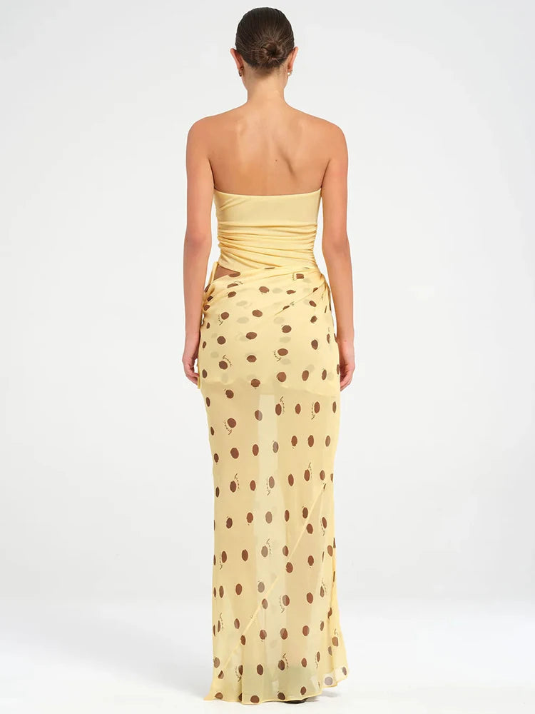 Polka Dot Patchwork Maxi Dress