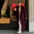 Burgundy Red Double Breasted Overcoat Lace Up Loose Lapel Pockets Long Sleeve Coat New High Street Outerwear