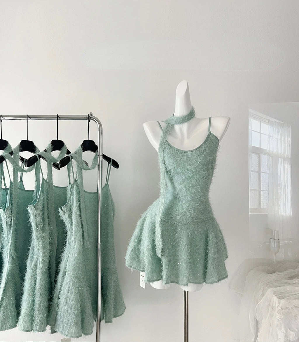 Bodycon Y2k Mini Dress Pure Color Dress Female Even Party Beach Style Korean Clothing
