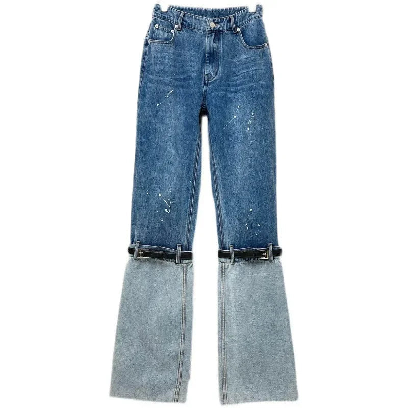 Patchwork Jeans High Street Denim Pant New Y2k Trousers Clothes