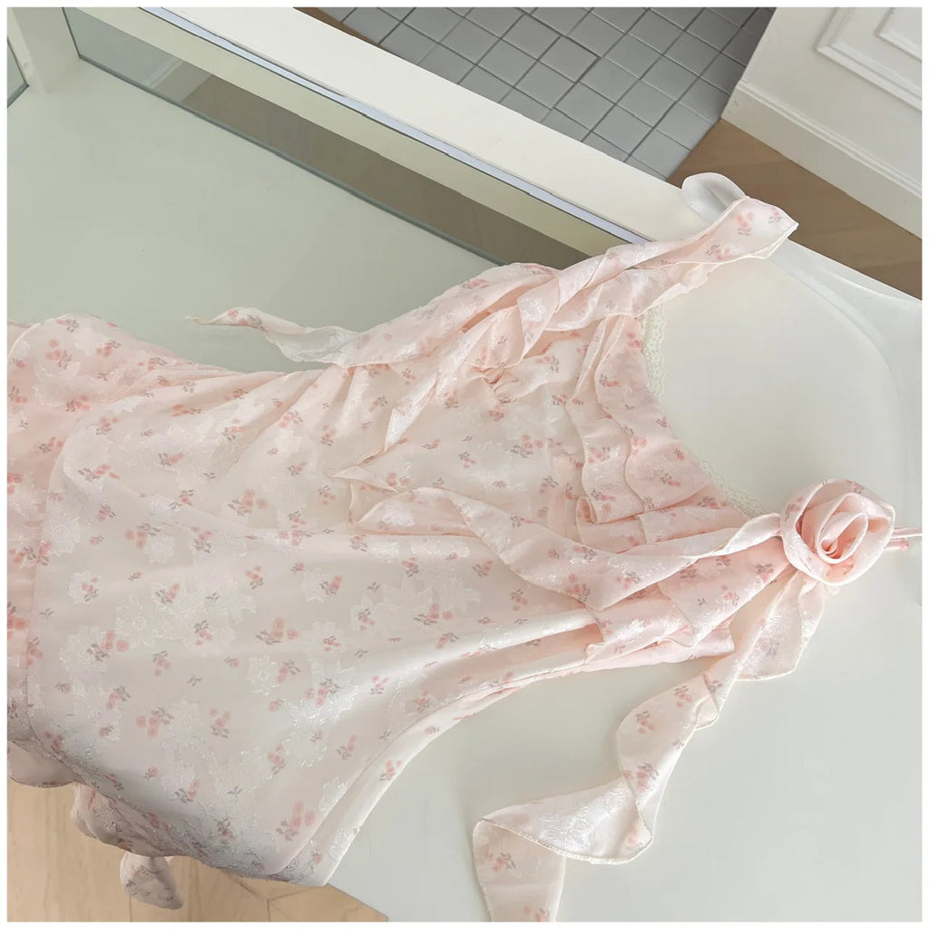 Summer Mini Dress Chiffon Fairy Frock Onepiece Coquette Shoujo Girl Evening Party 2000s Aesthetic Korean Sundress