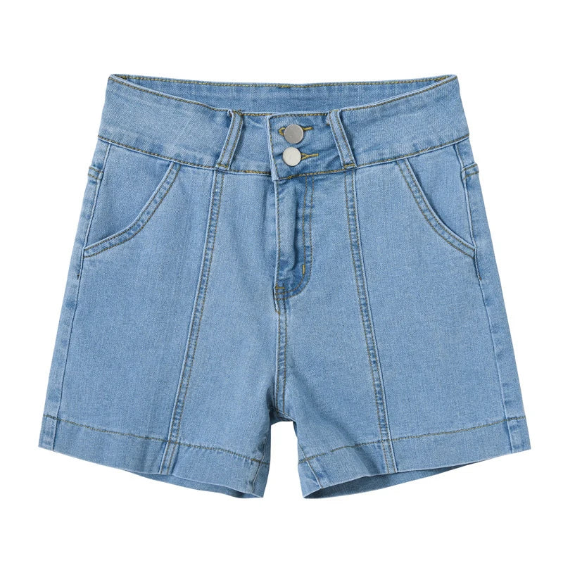 New Summer High Waist Wide Leg Denim Shorts Straight Short Jeans Variety Pants Korean