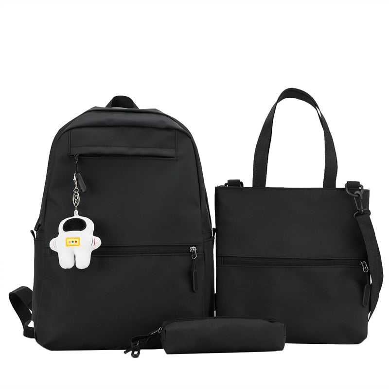 3 Pcs Set Harajuku Laptop Backpack Coating School Bags for Teenage Girl Kawaii College Student Kids Book Bag Rucksack