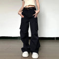 Summer Loose Cargo Pants High Waist Wide Trousers New Full Length Casaul Pants Pocket