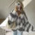 Loose Mohair Striped V-neck Cardigan With Scarf Lantern Sleeve Single Breasted Knitwear Lady New