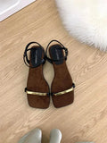 Sandals Block Heels Clear Shoes Suit Female Beige Buckle Strap Open Toe New Chunky Low Black Comfort Peep Pu