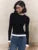 Autumn Knit Sweater Pullover for Ribbed Patchwork Long Sleeve Slim Lnner Inner Top Female Knitwear Top