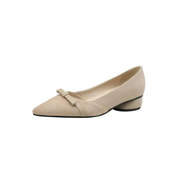 3347 Bow Flat Shoes Pointed Color Matching Large Size Shoes Flat Shoes