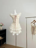 2000s Japanese Kawaii Suits Lolita 2 Piece Skirt Set Even Party Clothing Y2k Crop Top Blouse + Slim Skirts