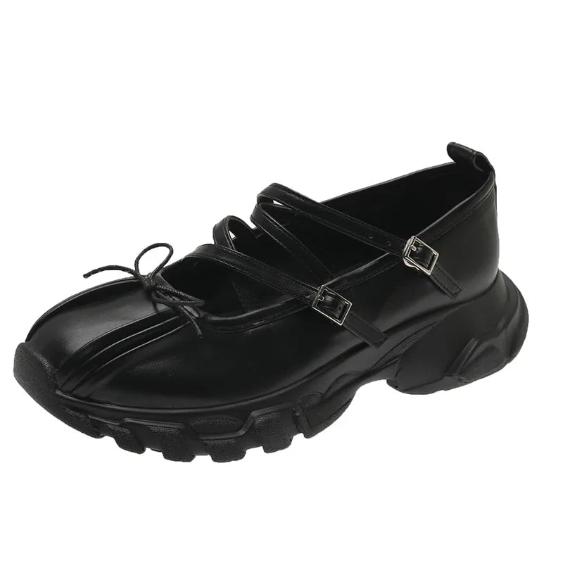 Autumn Chunky Sports Shoes Shallow Butterflyknot Platform Sneakers Flats Outdoor Mary Jane Shoe