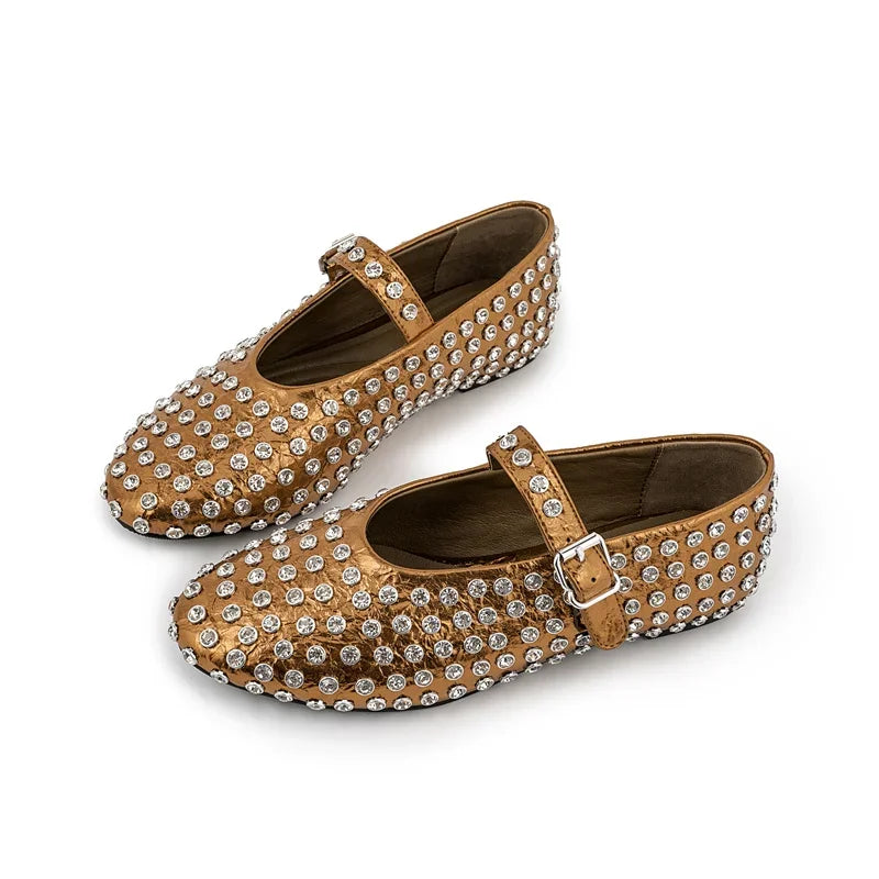 Summer Comfort Flat Mary Jane Single Shoes European and American Rivet Buckle Shoes Dance Shoes