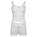 Woman Hot Pants Japanese Outfits Gyaru Tank Top Shorts Halter Top Sets Crochet New Trend Top Core