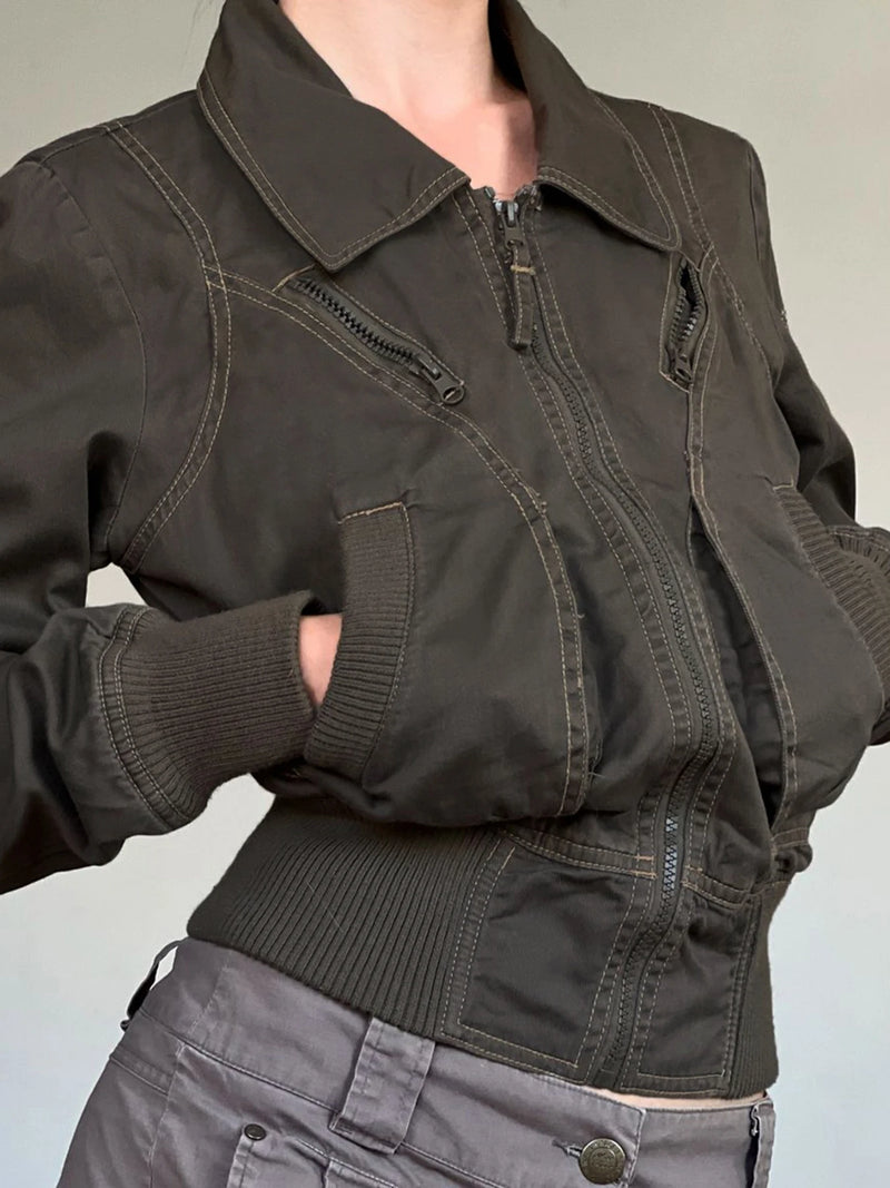 Punk Zipper Long Sleeve Jackets Slim S New Clothes Binding Waist Coat