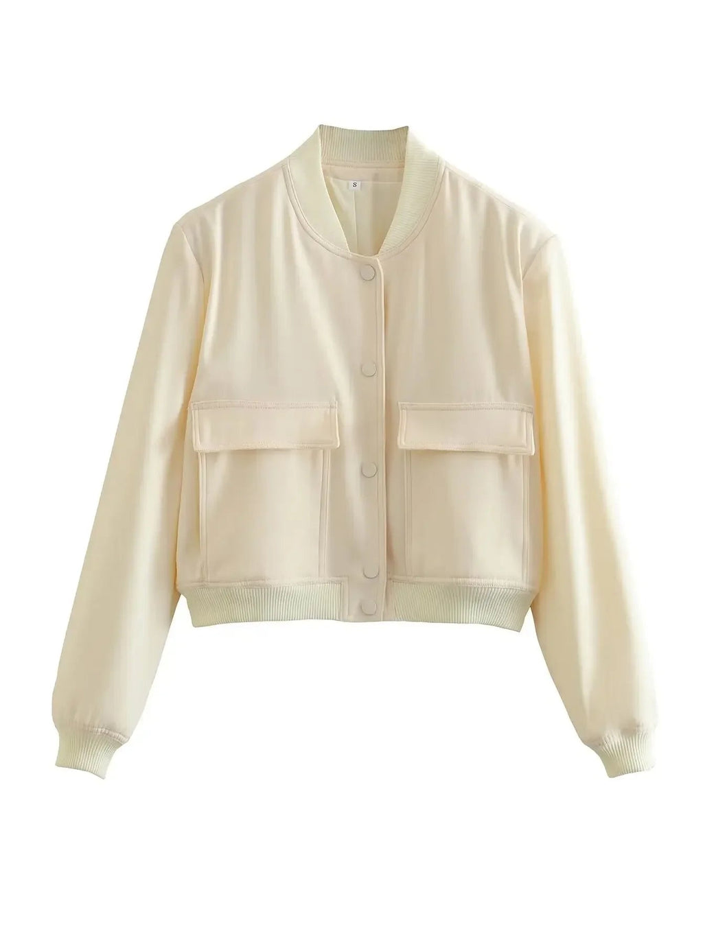 Basic Stand Collar Jacket Long Sleeve Cardigan Button Up Cropped Coat Baseball Outerwear Autumn Winter Clothes
