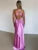 Satin Bow Backless Maxi Dress for Gown V Neck Sleeveless Club Party Evening Dress