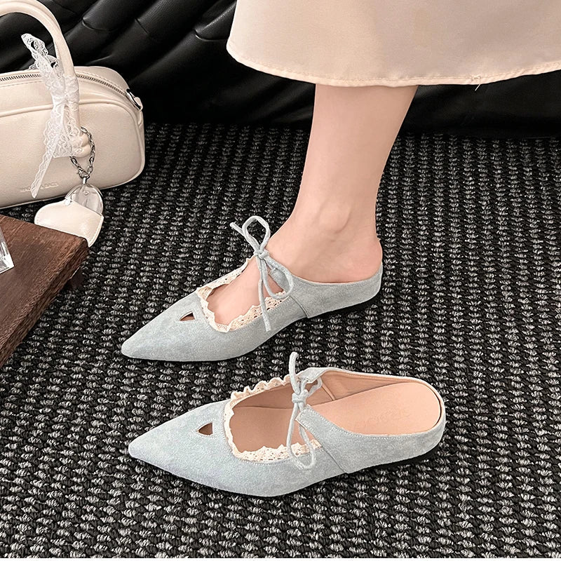 Designer Summer Pointed Toe Mules Slippers Dress Street Style Slip on Shoes