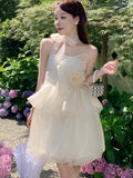 Sweet Fairy Mini Dress Strapless Off Shoulder Princess Ruffles Birthday Party Dresses Summer Ball Gown Short Vestidos