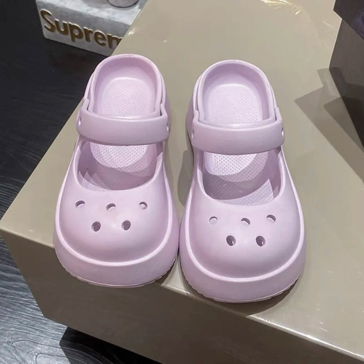 Platform Kawaii Slides Shoes White Summer Slippers and Sandals on Beach Thick Normal Top Designs Vip 39