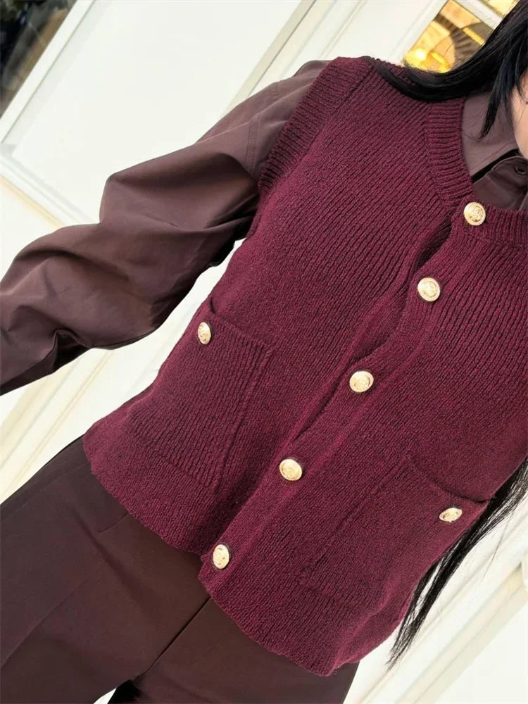 Loose Sweater Cardigan Vestidos for Sleeveless Ribbed Cropped Pocket Commute Top Female Cardigan Top