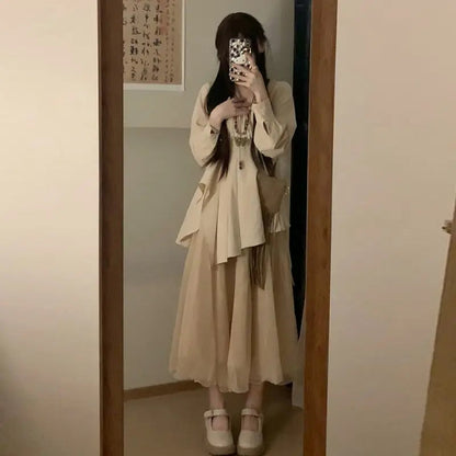 Sweet Hot Girl Maillard Style Suit Autumn/winter Woolen Patchwork Slim Coat Highwaisted Skirt Twopiece Set