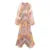 Retro Print Pleated Lantern Long Dress Sleeve V-neck Single Breasted Dress A-line High Waist Summer Robe
