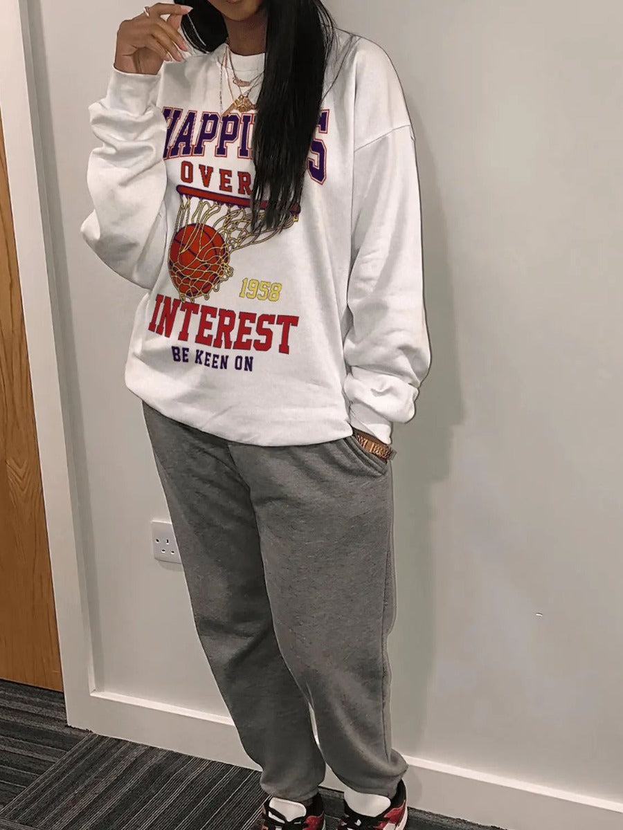 Basketball Letter Print Pants Set Ar7052
