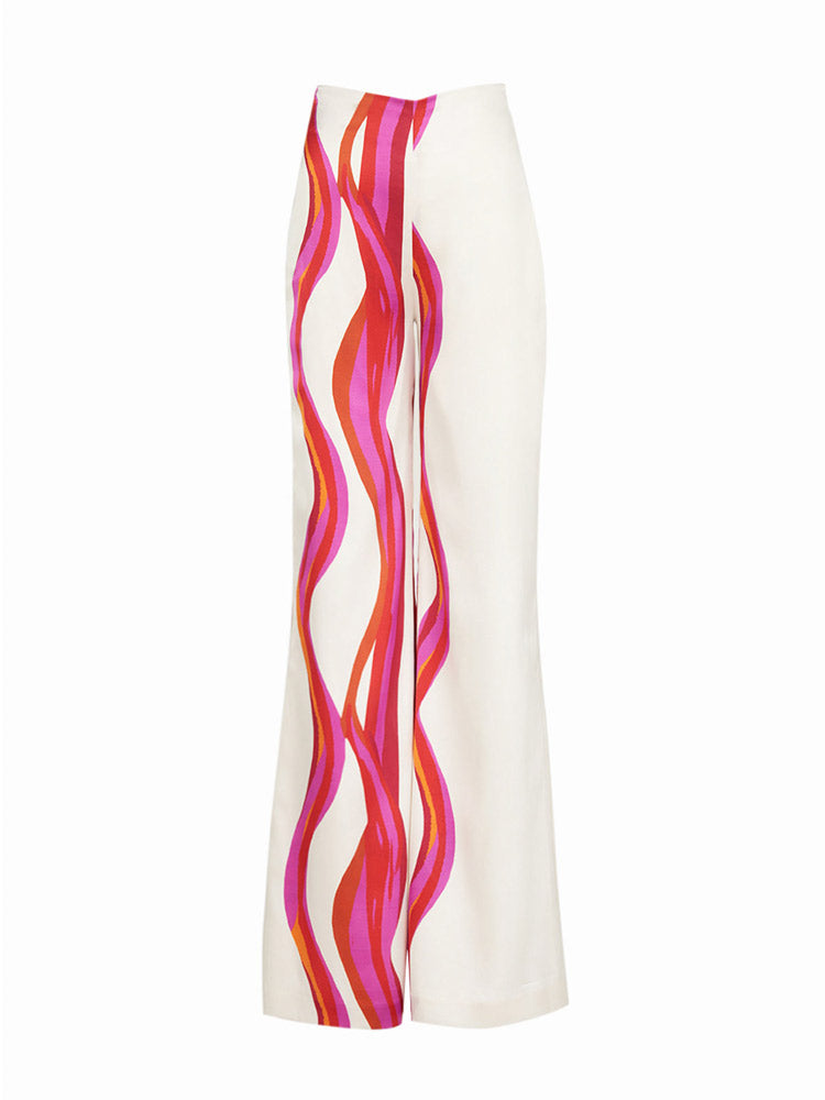 Abstract Waves Two-piece Set - Fuschia
