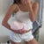 Kawaii 2 Piece Set Fairycore Cottage Bow Camis Crop Tops + Mini Shorts 00s Pajamas Loungewear Y2k Outfits