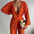 Lapel Single Breasted Shirts+straight Pants Set High Street Loose Outfits High Street Loose 2pc Set