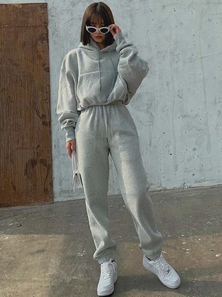 New Hoodies Suit Winter Spring Tracksuit Two Pieces Set Sports Pullover Sweatpants Sweatshirt Mujer